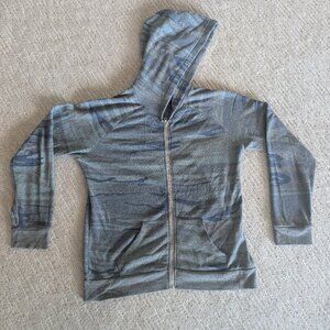 ALTERNATIVE EARTH FULL ZIP HOODIE LARGE WOMEN BLUE CAMO